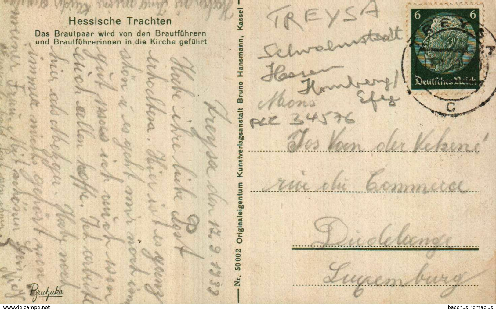 TREYSA  Hessische Trachten Das Brautpaar Wird Von Den Brautführern + Die Brauführerinnen In Die Kirche Geführt 1939 - Schwalmstadt