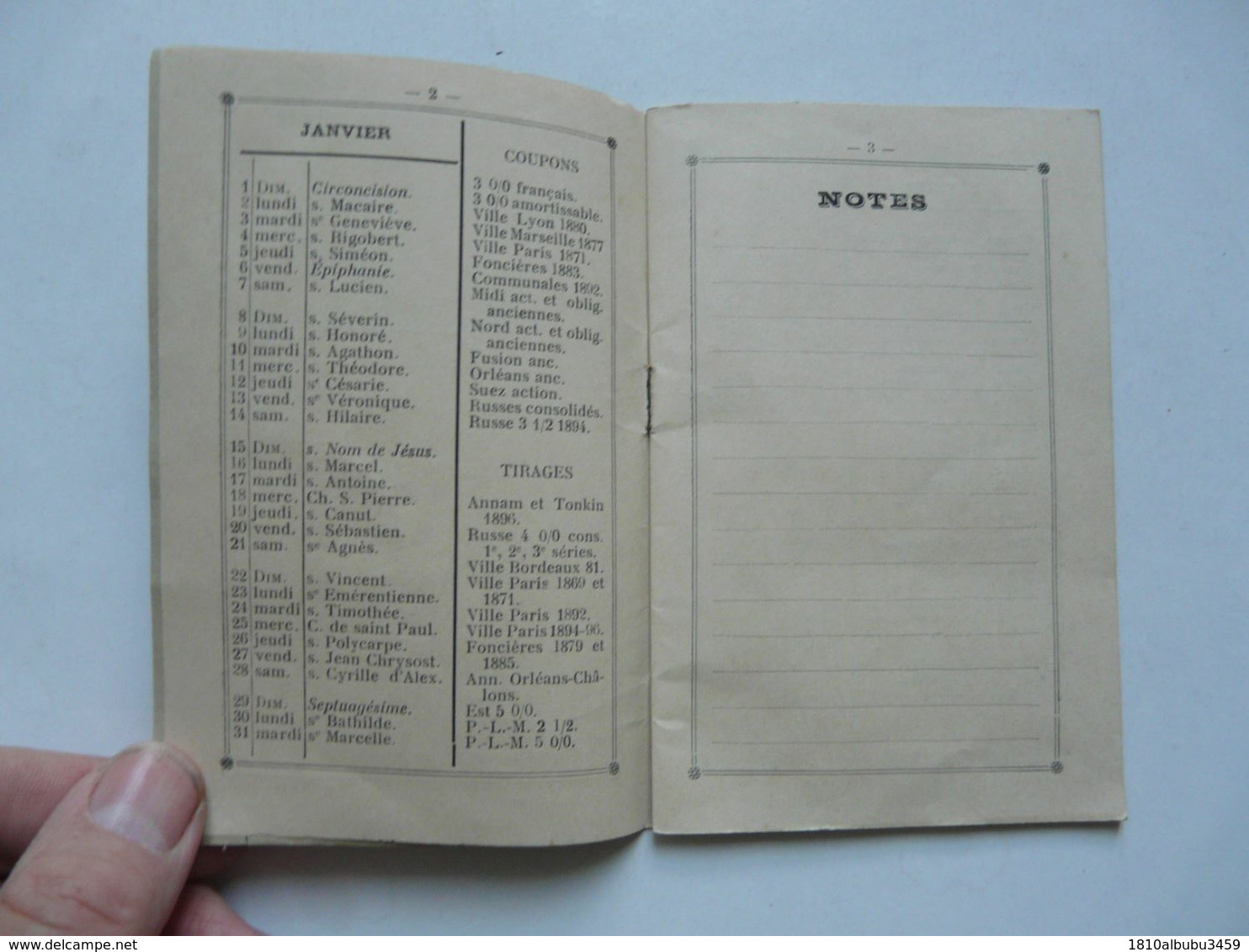 AGENDA FINANCIER 1899 : Henri LATAIX Receveur De Rentes à MALESHERBES - Petit Format : ...-1900