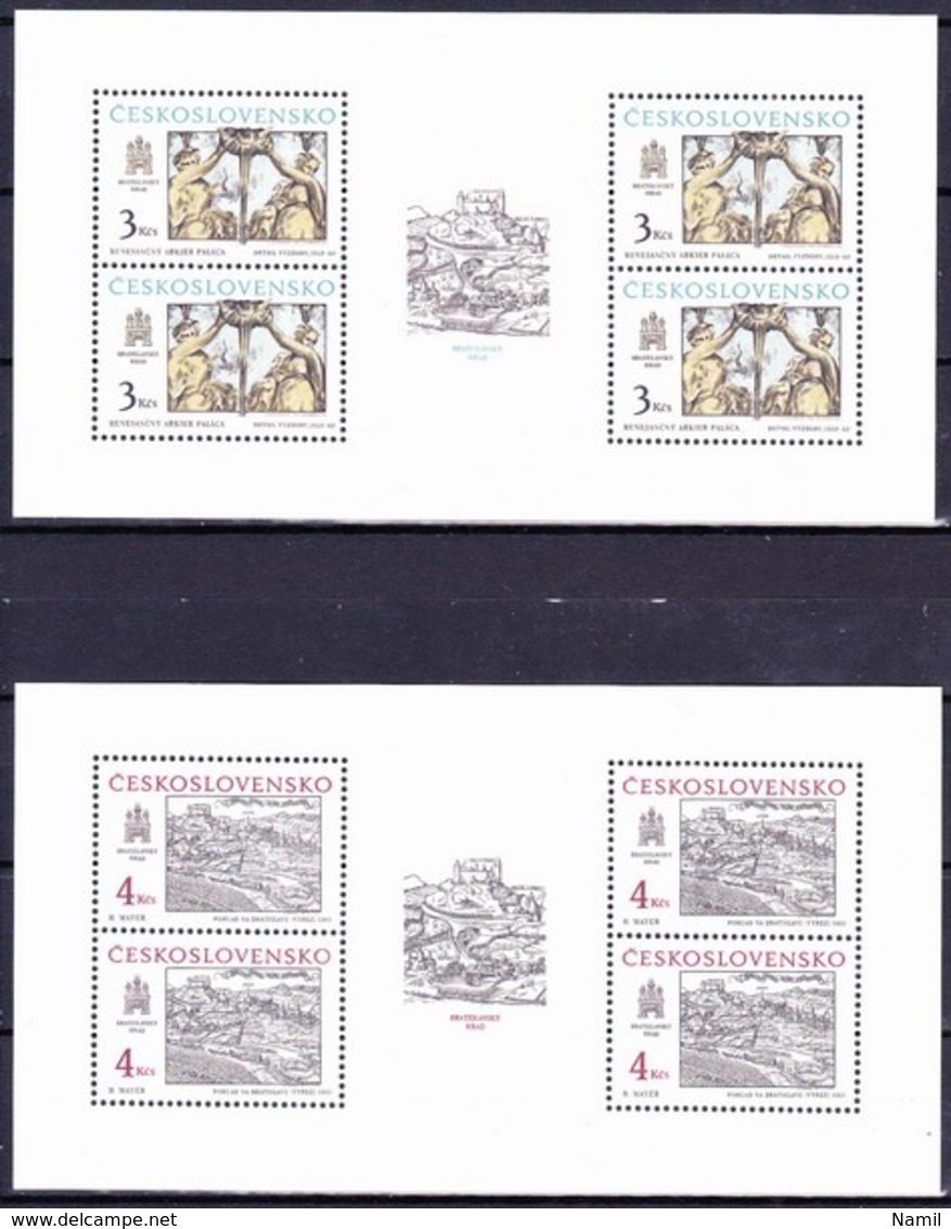 ** Tchécoslovaquie 1987-90, Collection Chateau De Bratislava - Les Feuilles, (MNH - Collections, Lots & Series