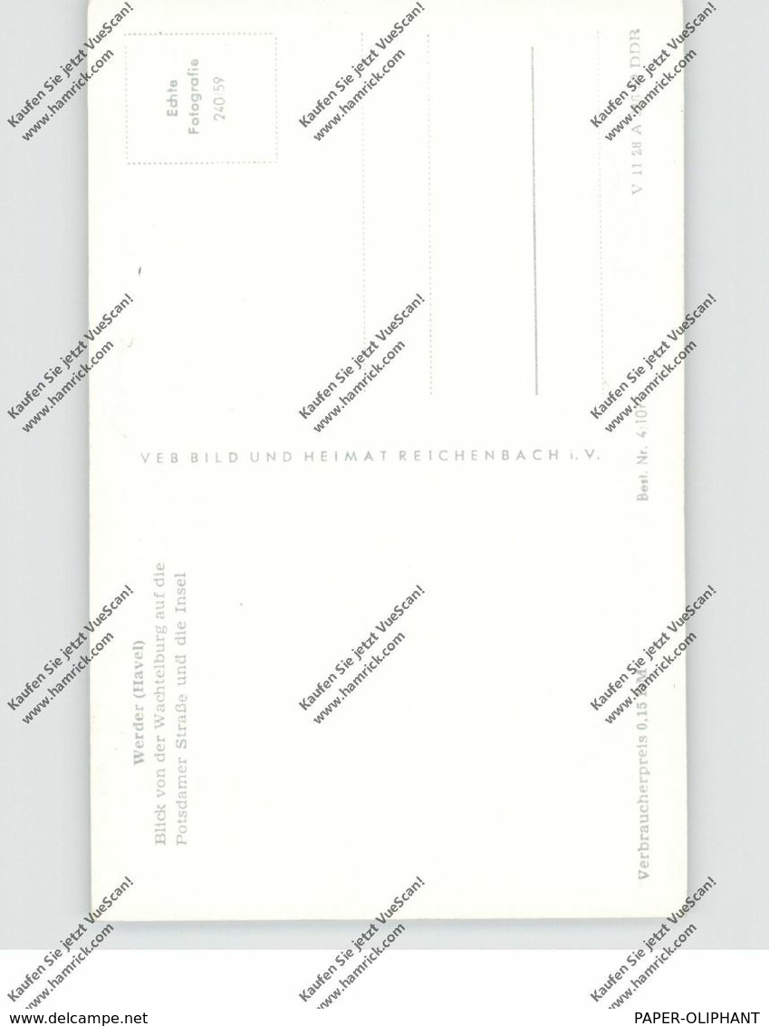 0-1512 WERDER / Havel, Blick Von Der Wachtelburg Auf Potsdamer Strasse Und Die Insel, 1959 - Werder