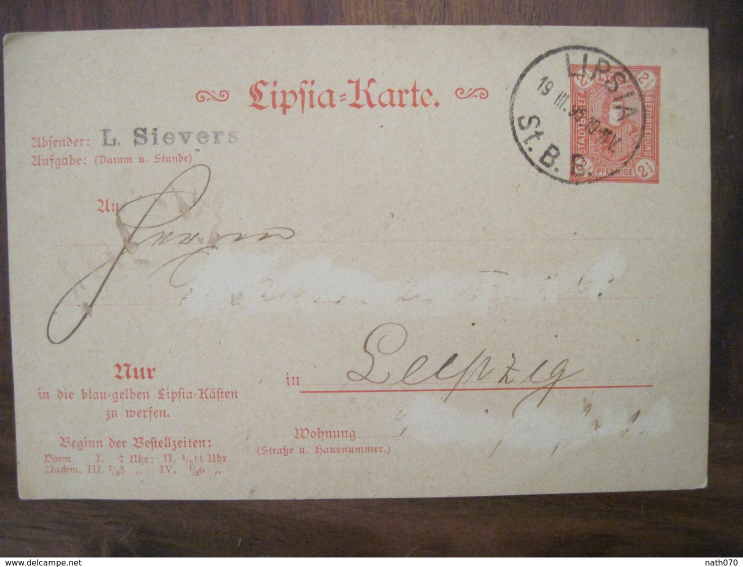 1895 LIPSIA Stadtbrief Packet Fahrt Privat Brief Post Cover Deutsches Reich Allemagne DR Poste Privée St B. B. - Postes Privées & Locales