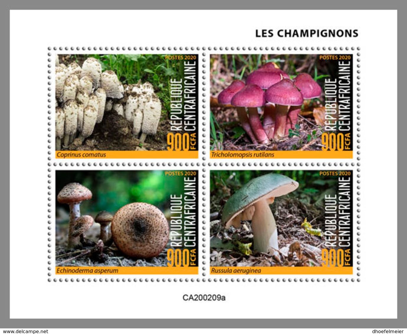 CENTRALAFRICA 2020 MNH Mushrooms Pilze Champignons M/S - OFFICIAL ISSUE - DHQ2035 - Mushrooms