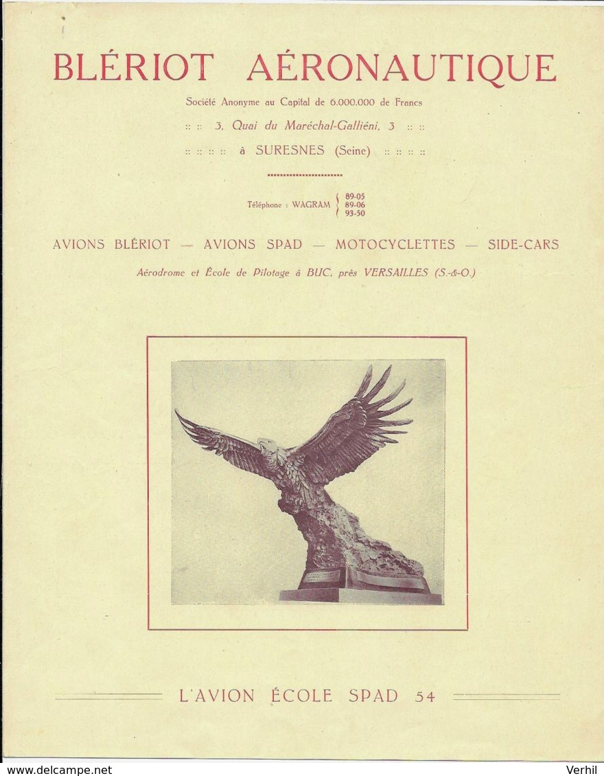 Bleriot Spad 54 Avion Plane Vliegtuig Aeroplane Fluzeug - France