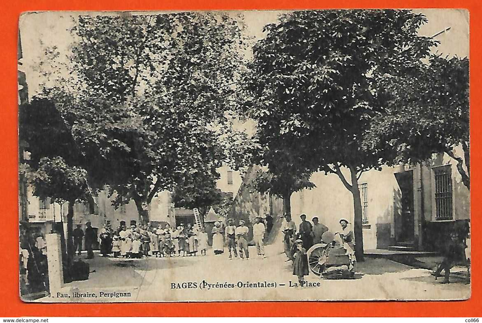 66 Bages 1916 RARE La Place TB Animée éditeur Fau Dos Scanné - Andere & Zonder Classificatie