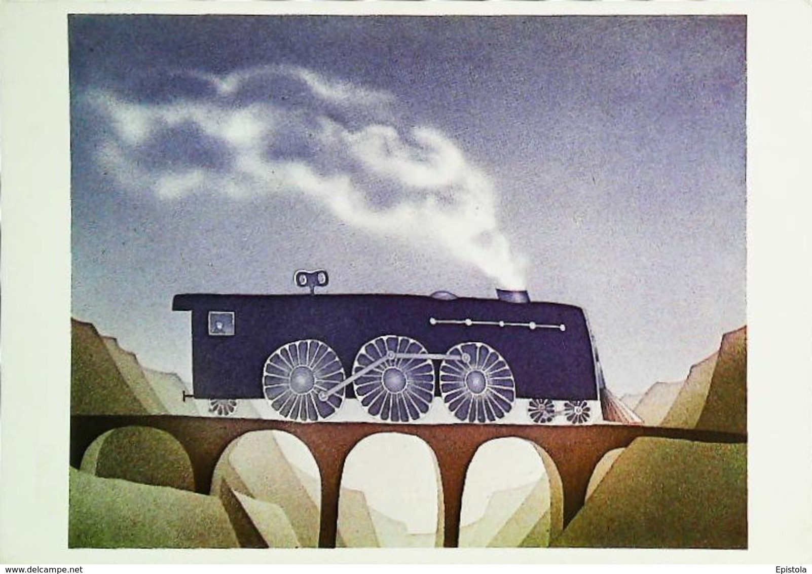 LA  LOCOMOTIVE VAPEUR   Illustration Par FOLON   (1970/80s ) - Folon