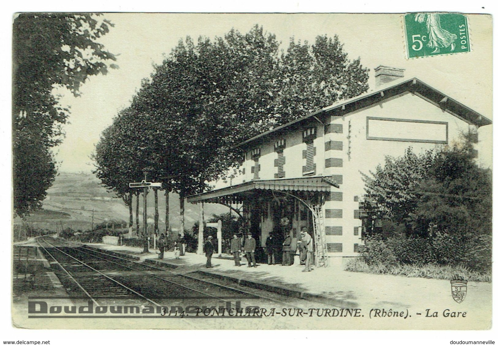 CPA - 69 - PONTCHARRA SUR TURDINE - Le Personnel Devant La Gare - Transport - Pontcharra-sur-Turdine