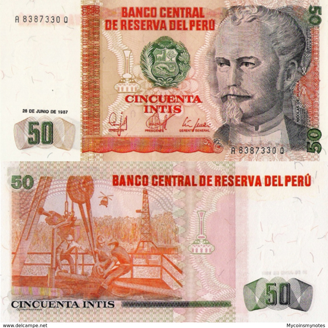 PERU, 50 INTIS, 1987, P131b, UNC - Peru