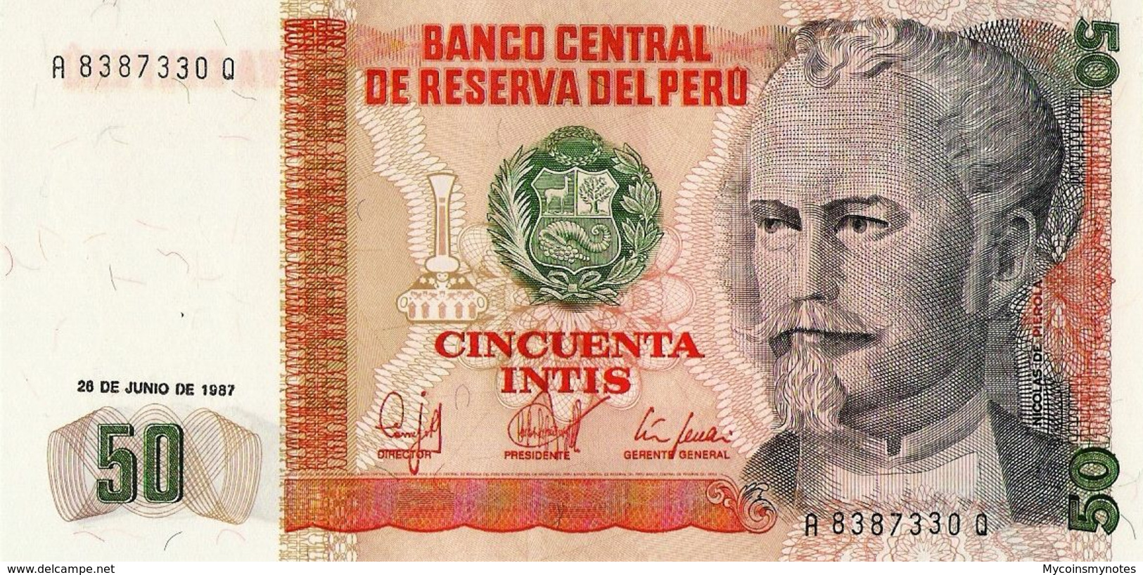 PERU, 50 INTIS, 1987, P131b, UNC - Peru