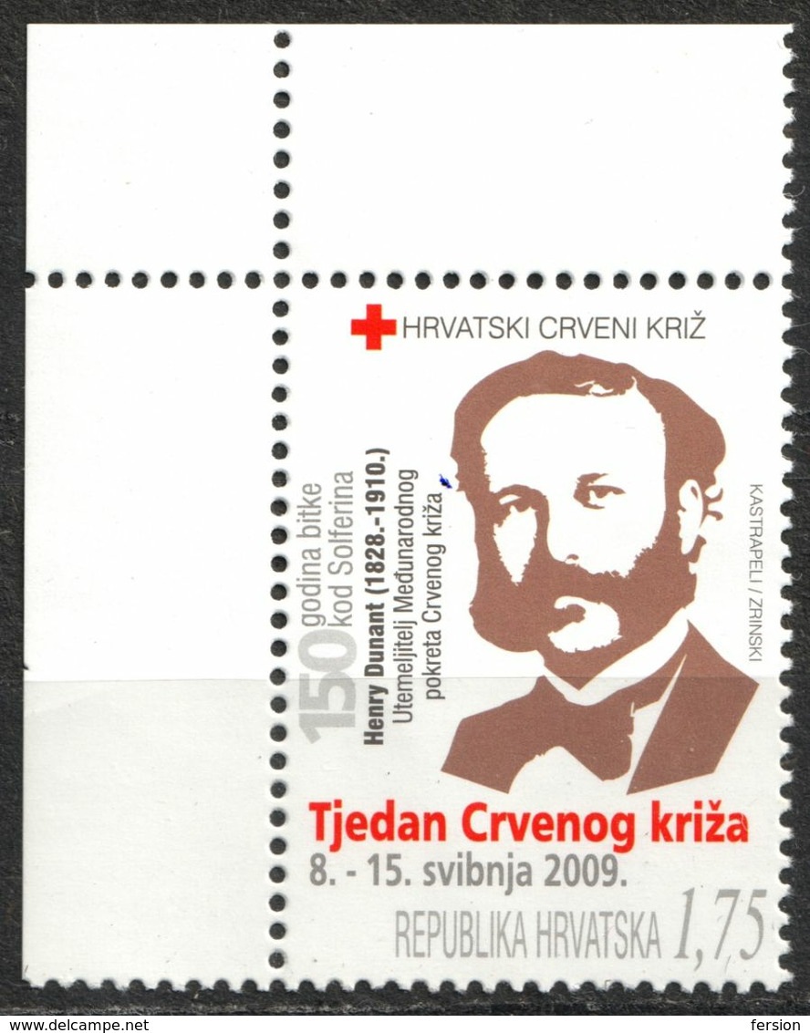 HENRY DUNANT Solferino 150th - Red Cross Rotes Croix Rouge 2009 Croatia Official Post ADDITIONAL Label Charity Vignette - Henry Dunant