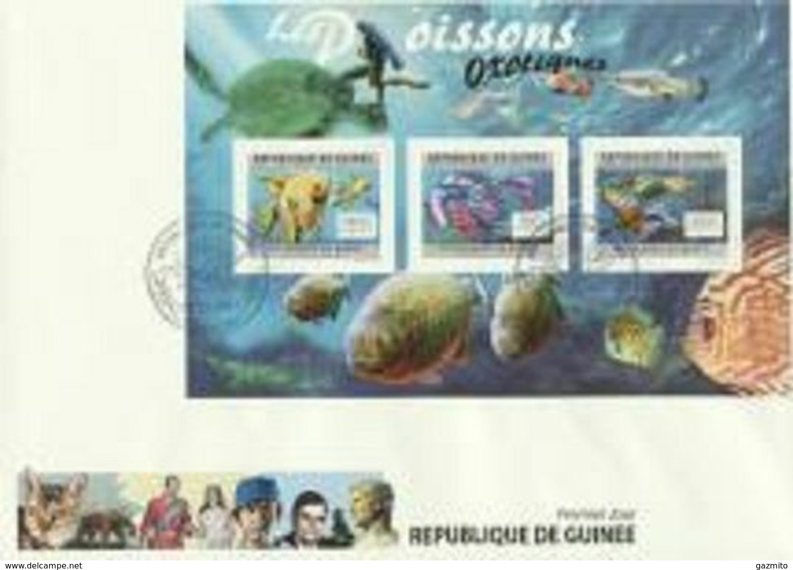 Guinea 2011, Animals, Fishes, Turtle, Diving, 3val In BF In FDC - Immersione