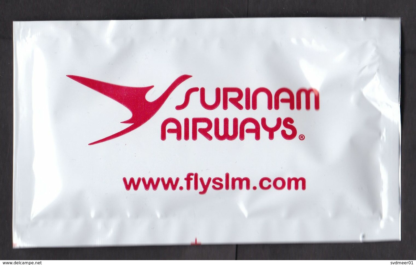 Surinam Airways (SLM): Napkin Sachet, Unused, National Airline Of Suriname, Aviation (traces Of Use) - Posate