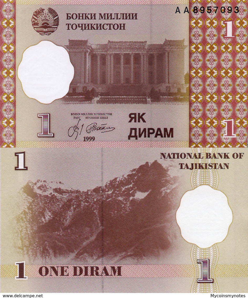 TAJIKISTAN, 1 DIRAM, 1999, P10, UNC - Tadzjikistan