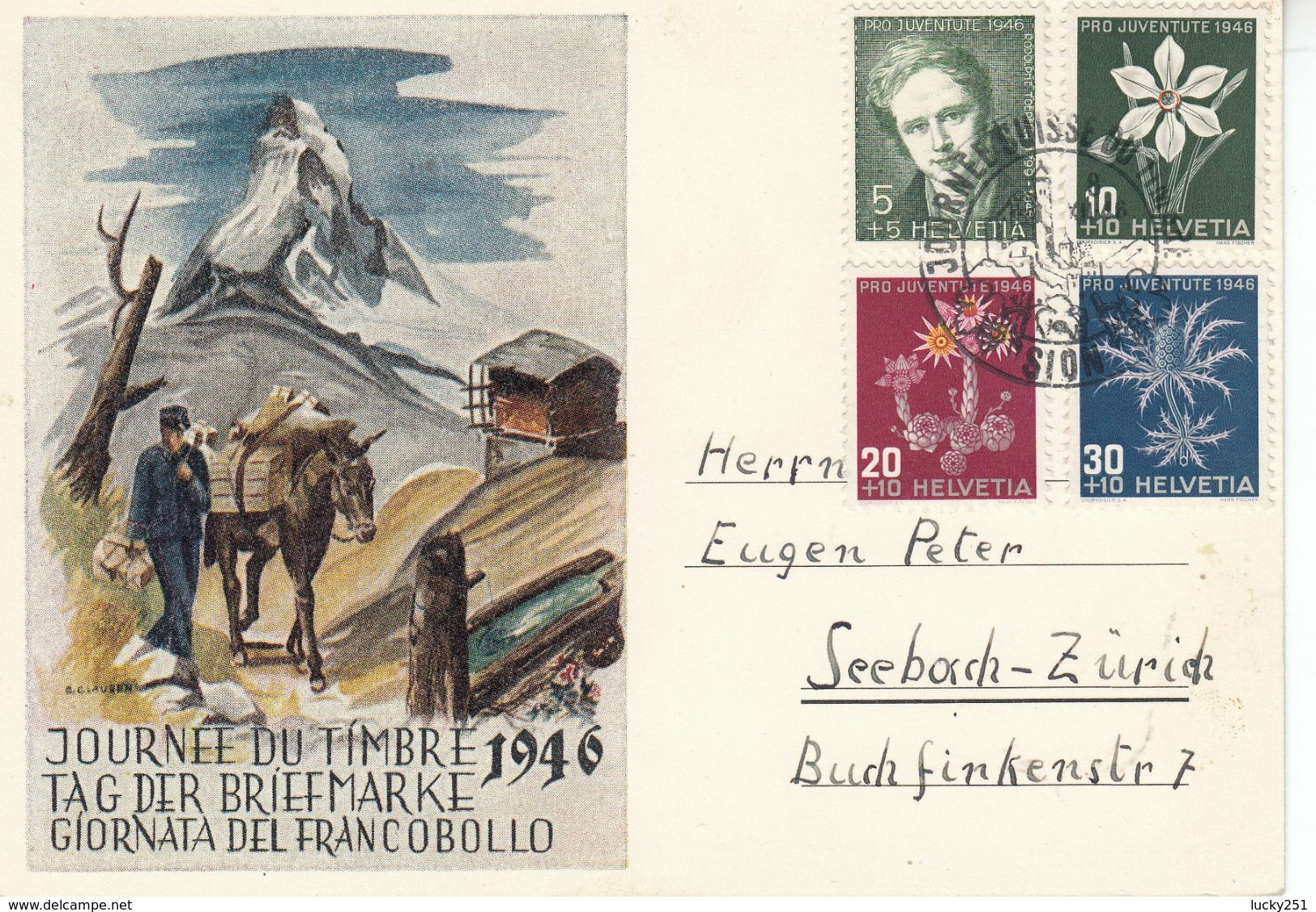 Suisse - Année 1946 - Oblitéré 08/12/1946 - Journée Du Timbre,  Série Pro Juventute - Briefe U. Dokumente