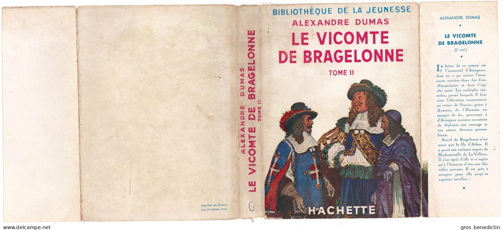 Hachette - Bib. De La Jeunesse Avec Jaquette - A. Dumas - "Le Vicomte De Bragelonne - T1&T2" - 1951/1952 - #Ben&BJanc - Bibliothèque De La Jeunesse