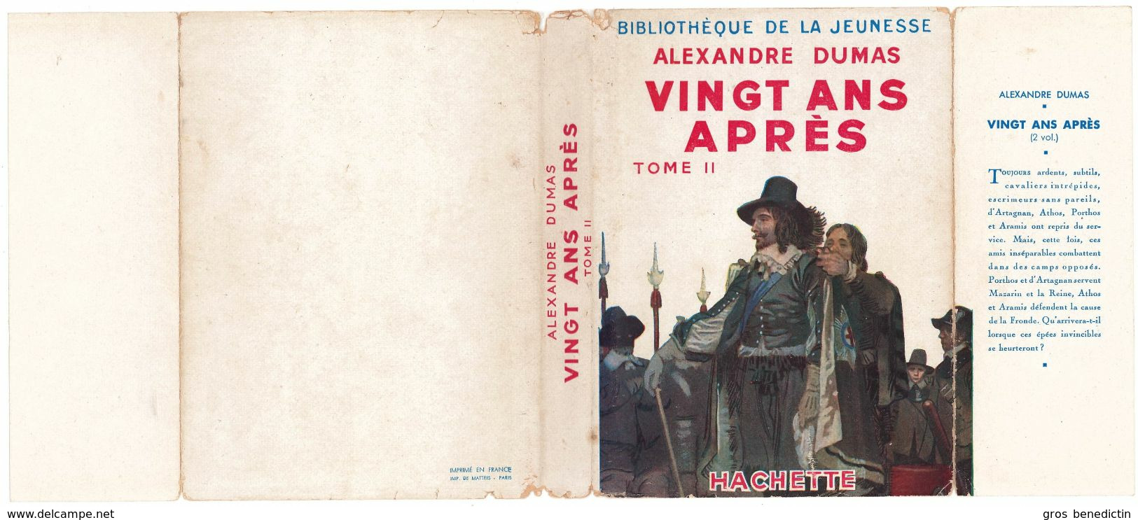 Hachette - Bib. De La Jeunesse Avec Jaquette - Alexandre Dumas - "Vingt Ans Après - Tome 2" - 1950 - #Ben&BJanc - Bibliotheque De La Jeunesse