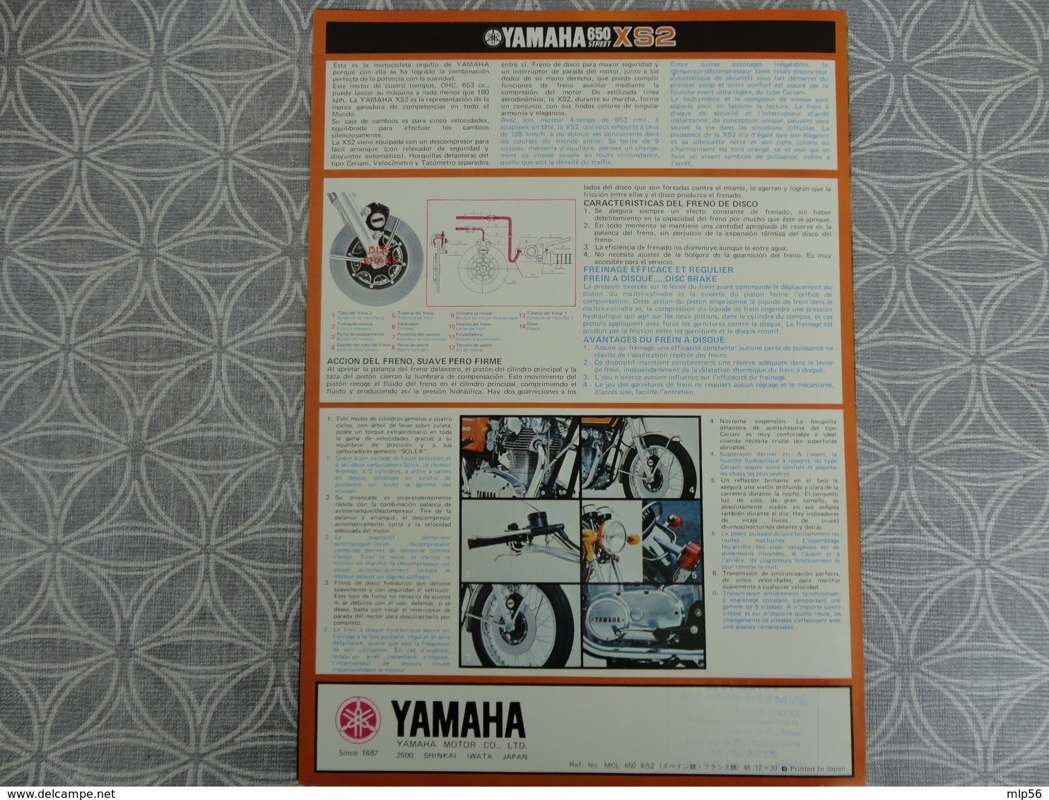PUBLICITE PROSPECTUS 4 PAGES MOTO YAMAHA 650 STREET XS2 GP MOTO NANTES 29.7 X 21 CM - Reclame
