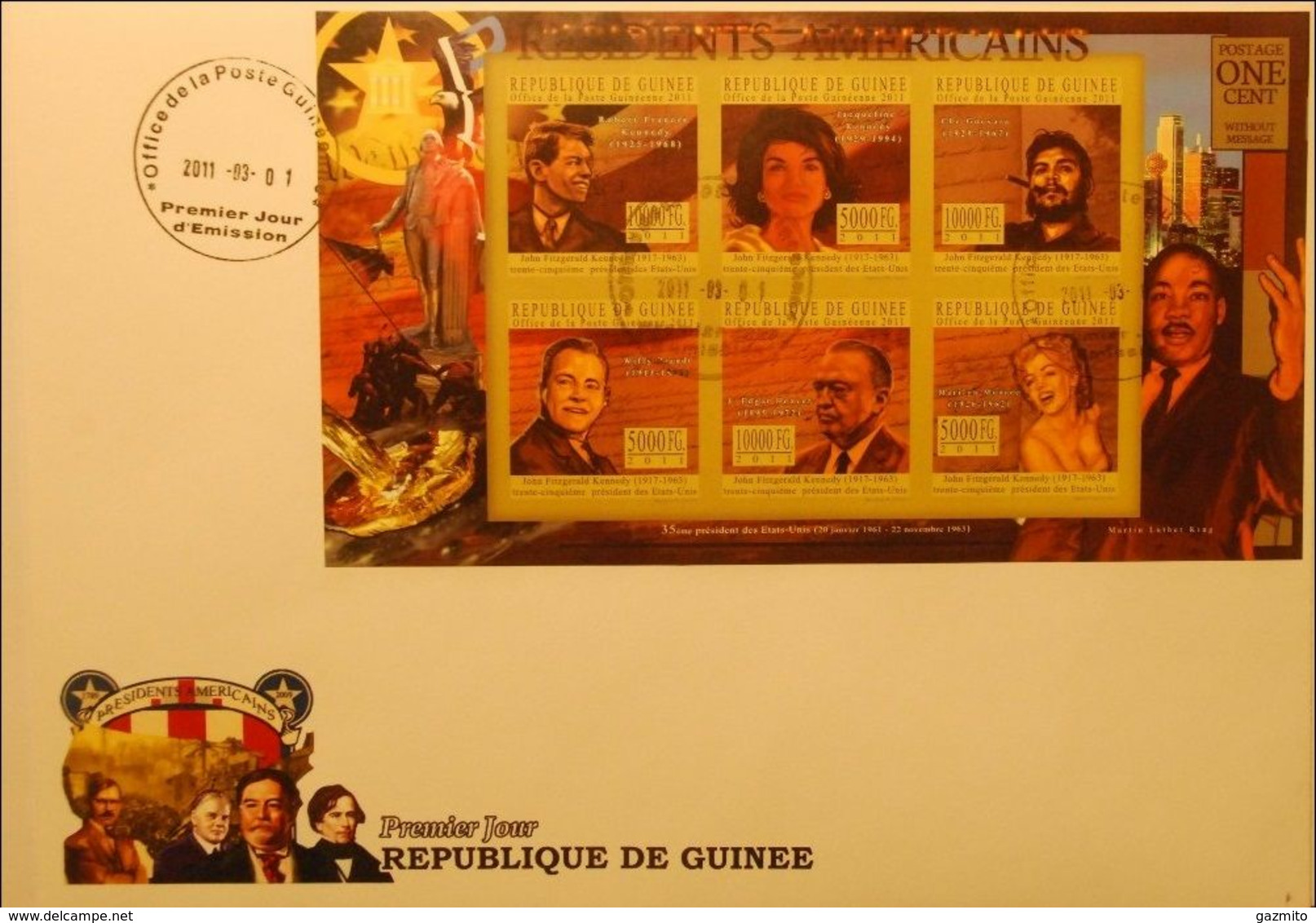 Guinea 2011, President USA, Kennedy, Che Guevara, M. L. King, 6val In BF IMPERFORATED In FDC - Martin Luther King