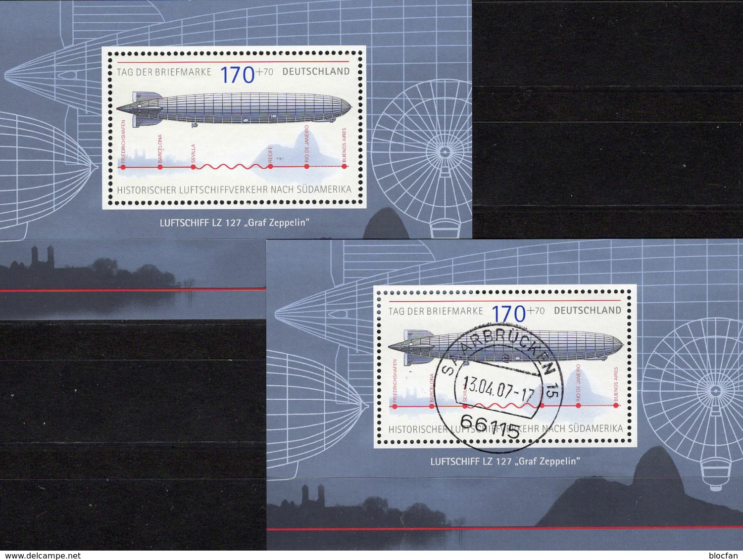 LZ127 Zeppelin 2007 BRD Block 69 **/o 11€ Tag Der Briefmarke Amerika-Fahrt Hoja Blocs S/s Technic Sheets Bf Germany - Other & Unclassified