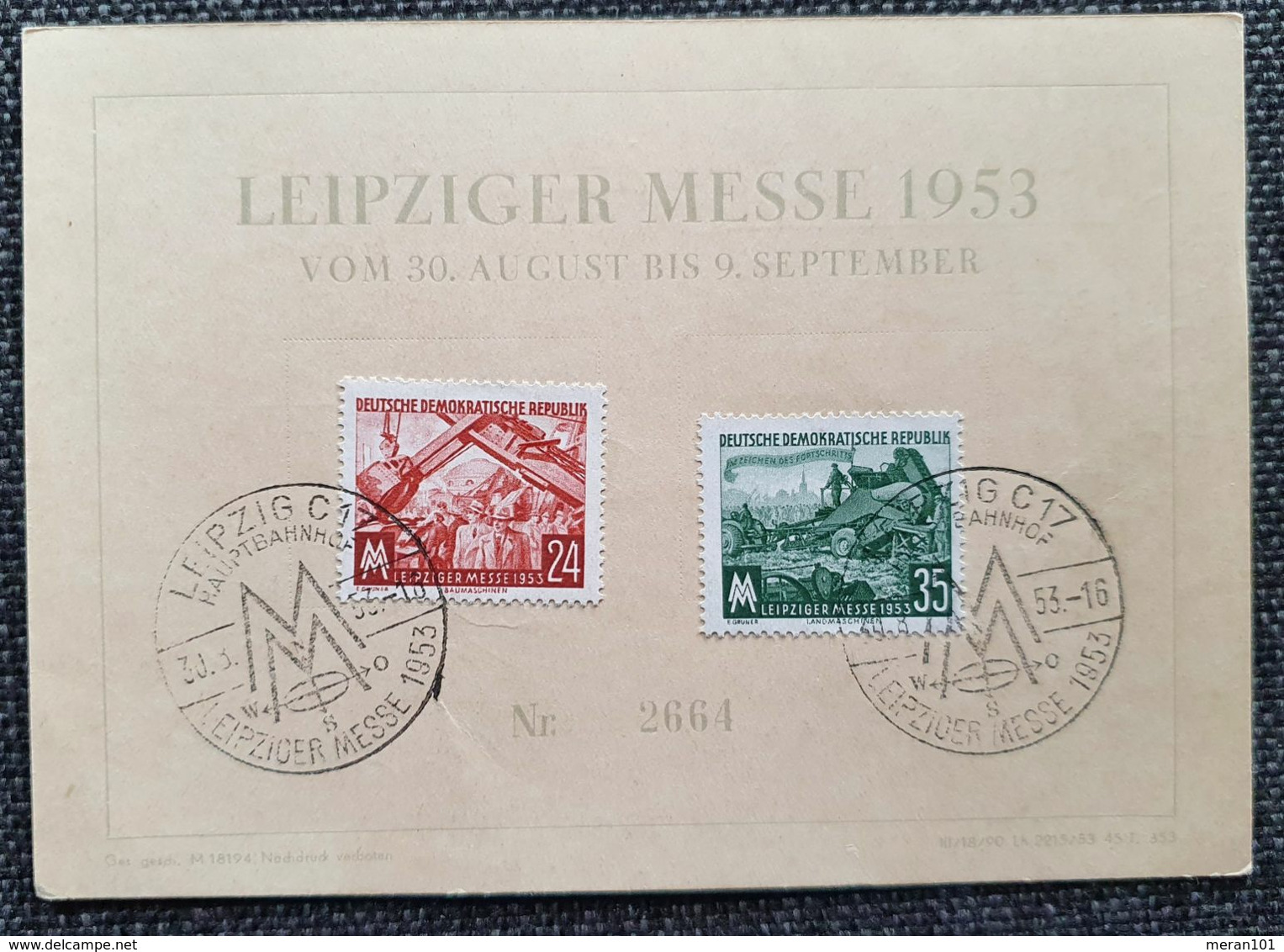 DDR 1953, Gedenkblatt LEIBZIGER MESSE Mi 380-81 - Covers & Documents