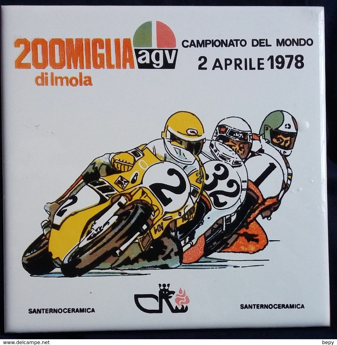 Piastrella. Ceramica. Mattonella 200 Miglia Imola Agv Campionato 1978 Moto. Motociclismo. Santeremo. - Automobile - F1