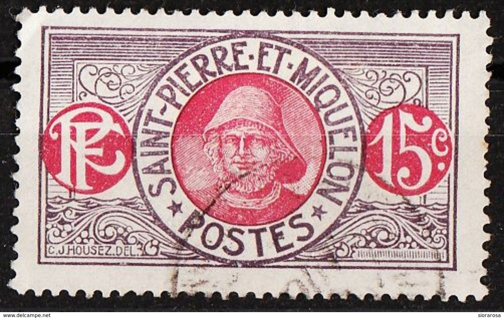 S. Pierre Miquelon 1917 Sc. 86A Pescatore Fisherman Viaggiato Used - Used Stamps