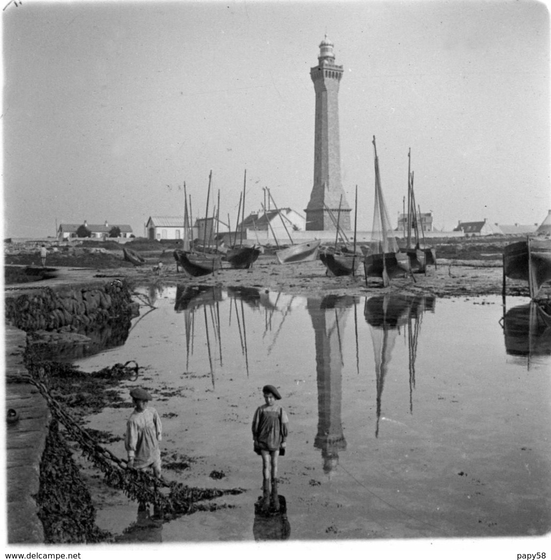 Photographie Tirage Photo Issue Plaque De Verre   29 "Eckmul Le Phare " - Glasdias