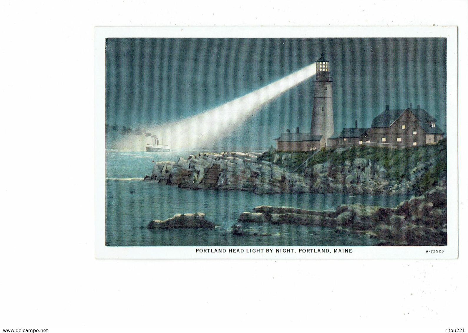 Cpa - Maine Portland - HEAD LIGHT BY NIGHT - A-72526 American Art - Phare Bateau - Portland