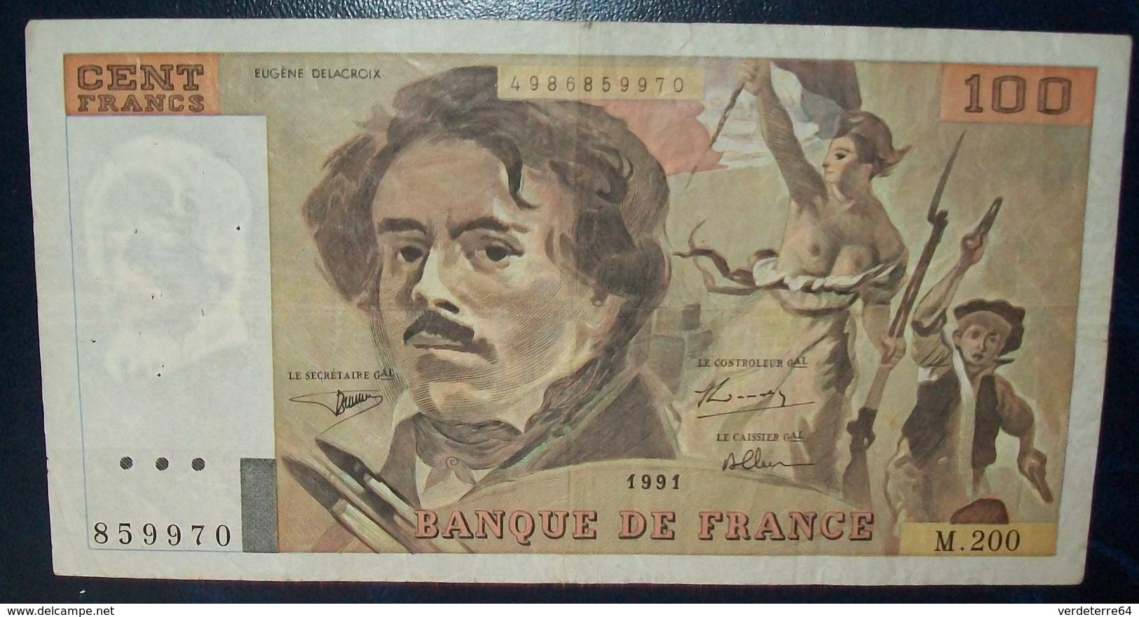 N°4 BILLET DE 100 FRANCS DELACROIX 1991 - 100 F 1978-1995 ''Delacroix''