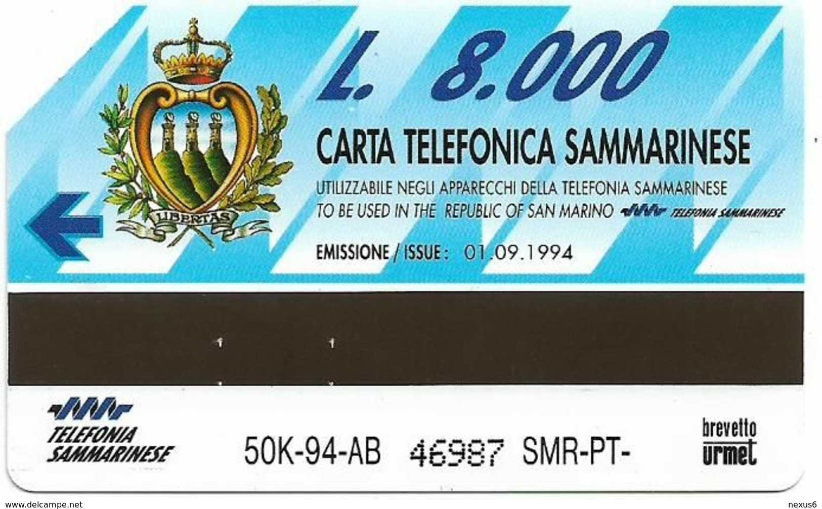 San Marino (URMET) - RSM-002 - Serie Storica - Storica #2 - 09.1994, 49.600L, 8.000ex, Used - Saint-Marin