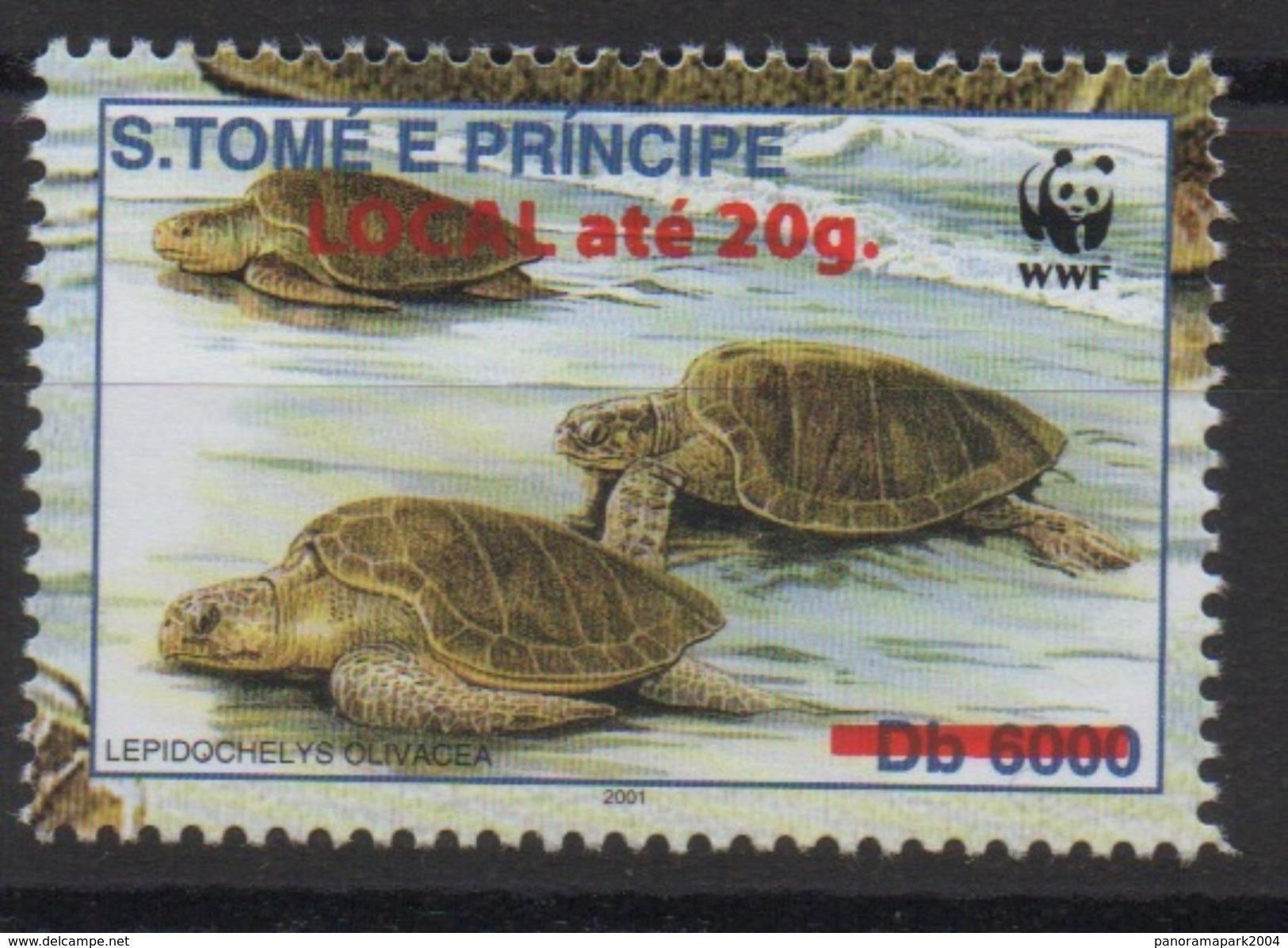 S. Tomé & Principe 2001 / 2009 WWF W.W.F. Faune Fauna Turtle Reptile Schildkröte Overprint Surch. Tortue Mi. I Unissued - Neufs