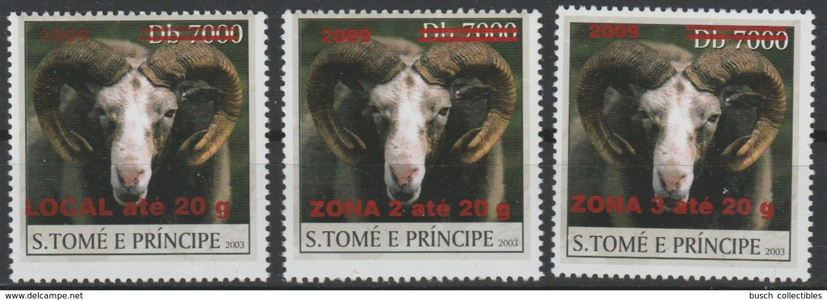 Sao S. Tomé & Principe 2008 / 2009 Mi. 3998 - 4004 Mouton Schaf Sheep Faune Fauna 3 Val. - Autres & Non Classés