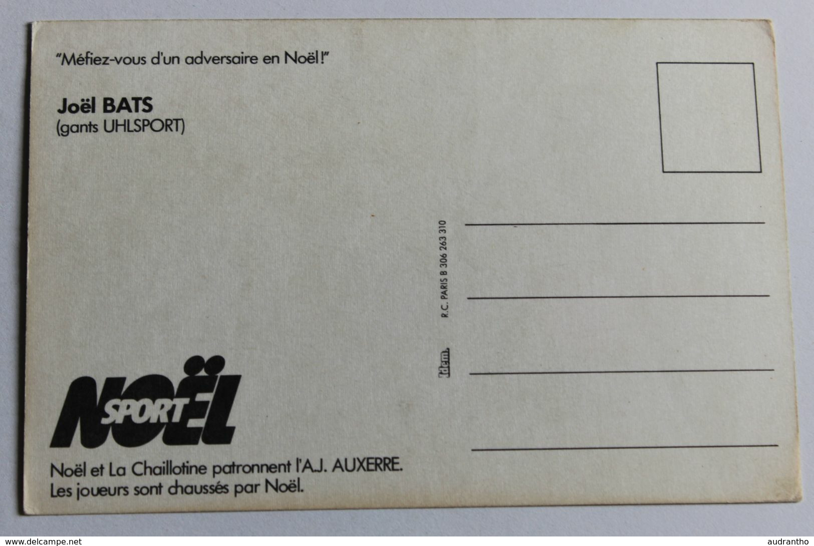 Carte Postale Publicitaire Football Joël Bats Gardien De But A. J. Auxerre équiep De France Chaussures Noël - Sportler