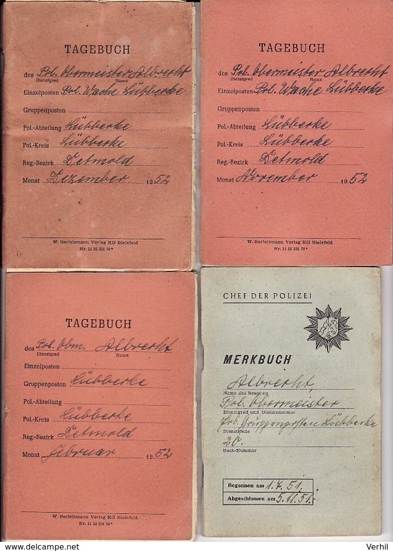 Tagebuch Merkbuch Polizei 1951 1952 Dagboek Tagebücher Police Politie - Policía & Militar