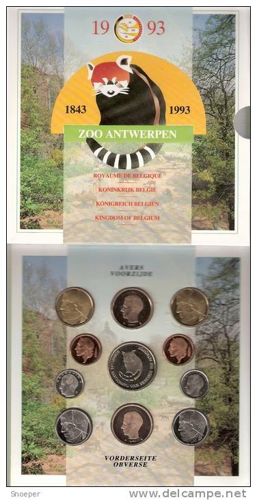 Belguim Set 1993 Zoo Antwerpen,from 0,5 Franc Until 50 Francs Dutch End French,fdc - FDC, BU, Proofs & Presentation Cases