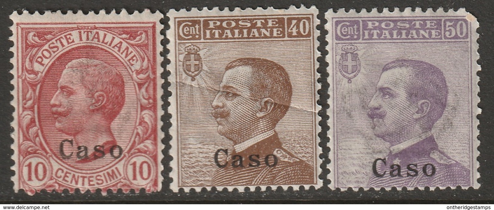 Italy Aegean Caso 1912 Sc 3,7,8 Sa 3,6,7 MH Some Disturbed Gum - Egeo (Caso)