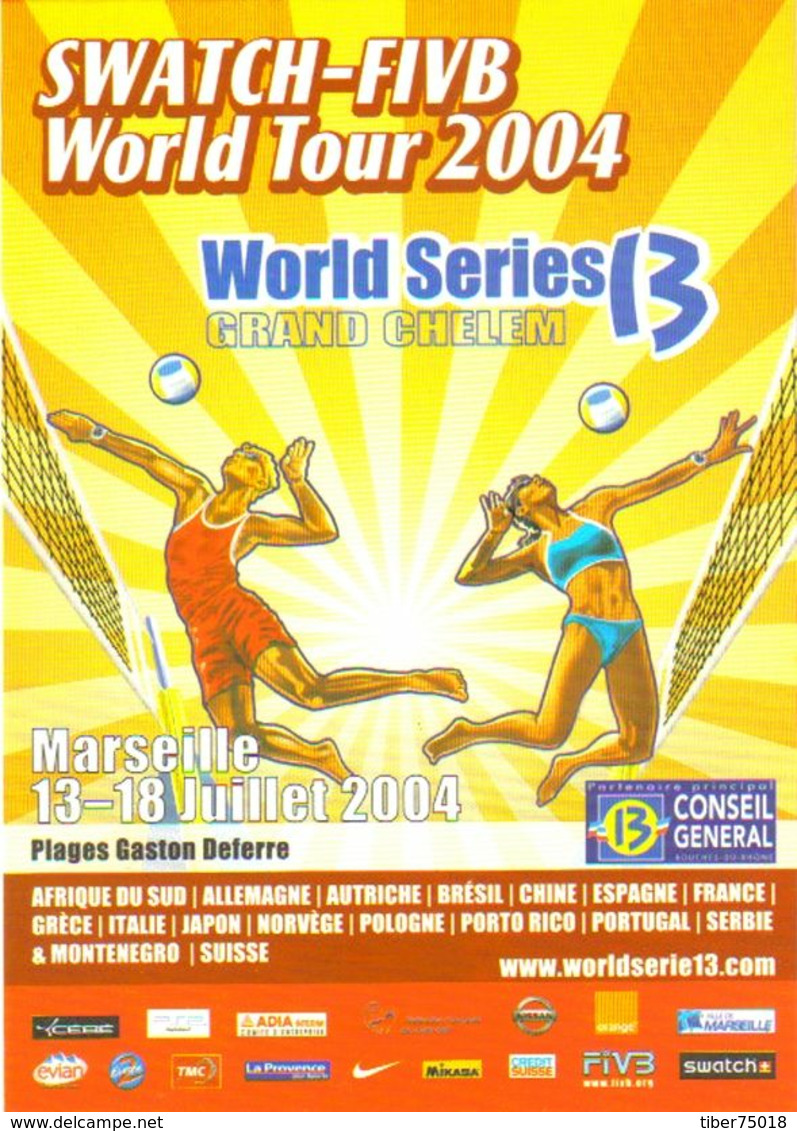 Carte Postale "Cart'Com" (15 X 21) Swatch-Fivb World Tour 2004 - Plages Gaston Deferre (Beach Volley) Marseille - Volleyball