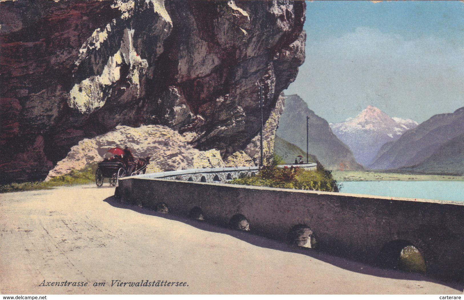 SUISSE,SCHWEIZ,SVIZZERA,SWITZERLAND,HELVETIA,SWISS,URI,FLUELEN,AXENSTRASSE,1916,ATTELAGE - Flüelen