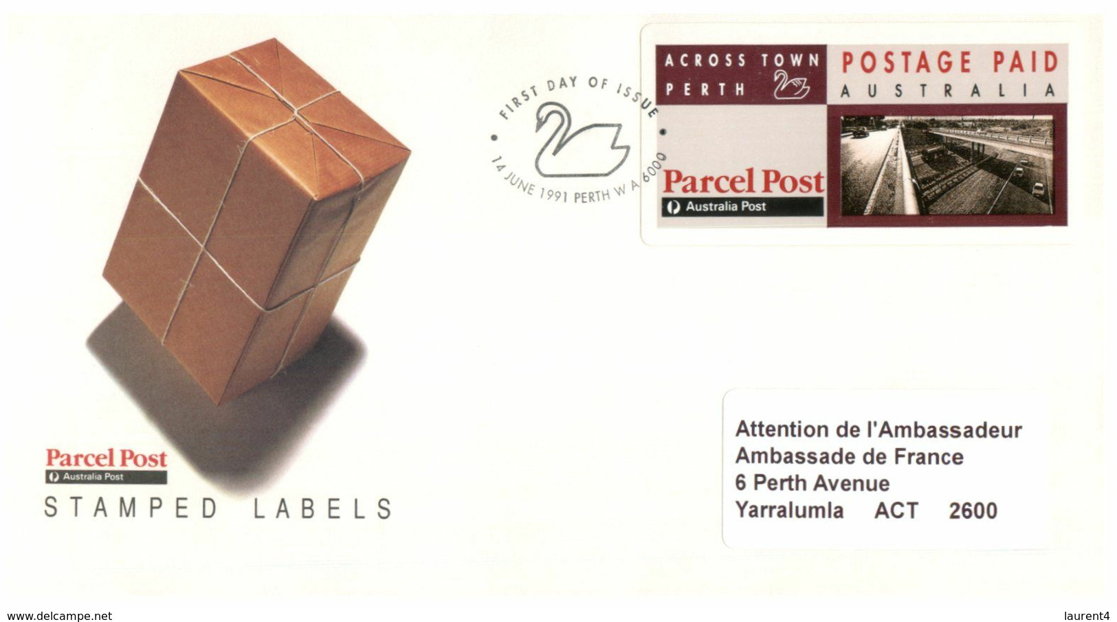 (N 7) Australia - Posted On "Across Town Perth" - Postage Paid - To French Embassy - Ambassador In Canberra - Other & Unclassified