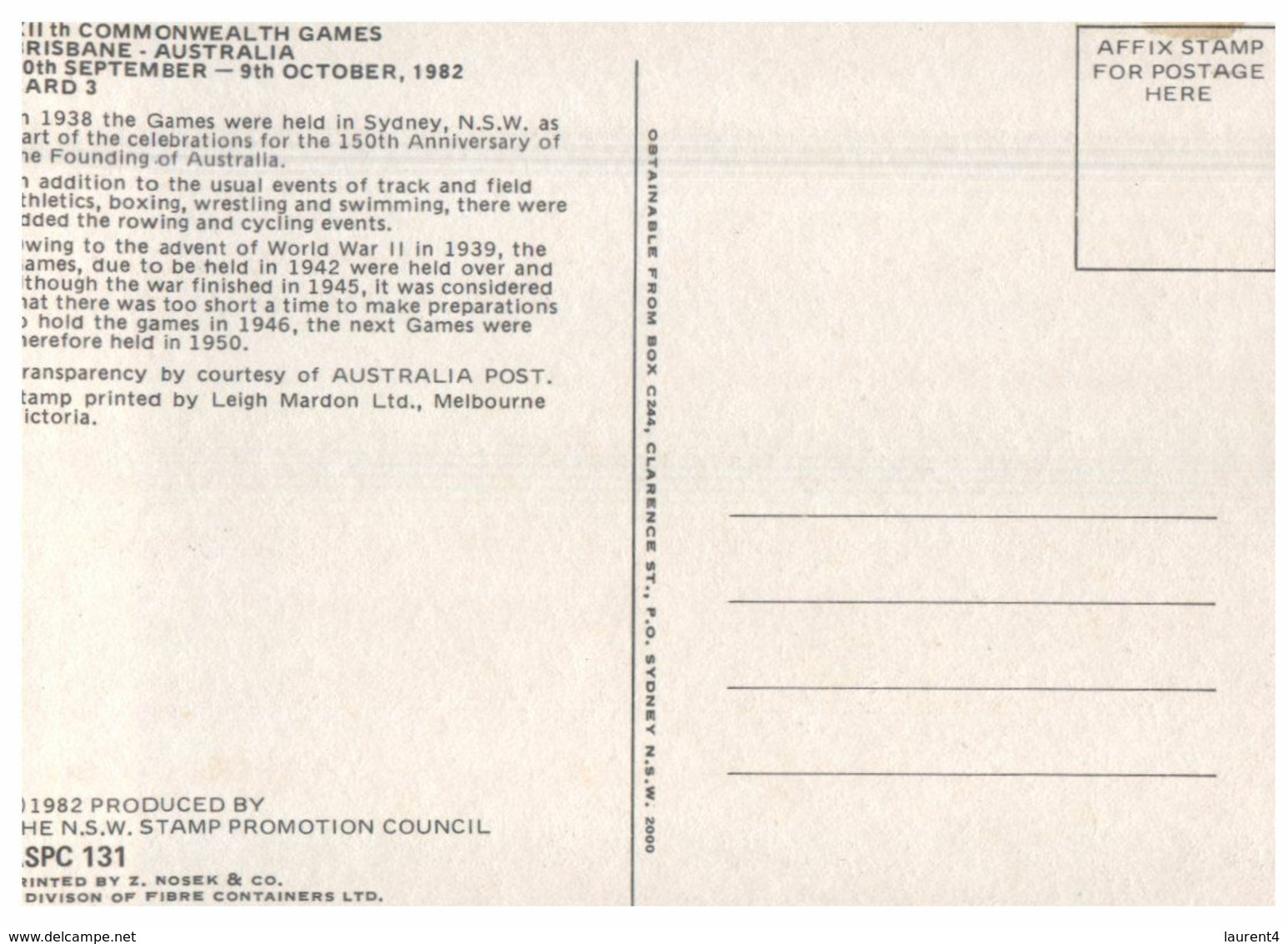 (N 8) Australia - Commonwealth Games Brisbane 1982 - Weight Lifting (ASPC131) - Weightlifting