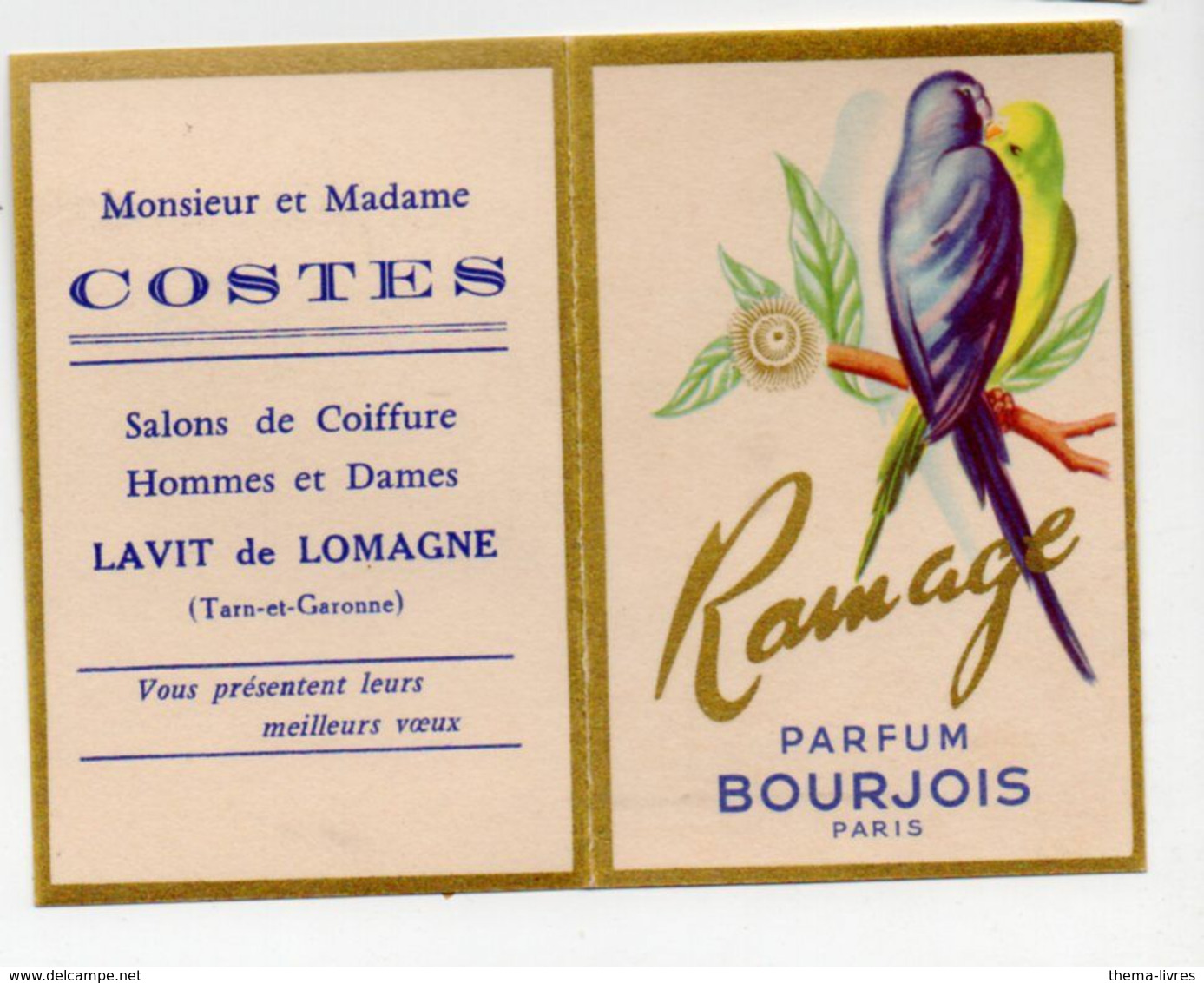 Lavit De Lomagne (82 Tarn Et Garonne) Carte Parfumée Et Calendrier 1961 Bourjois Ramage   (PPP23791) - Zonder Classificatie