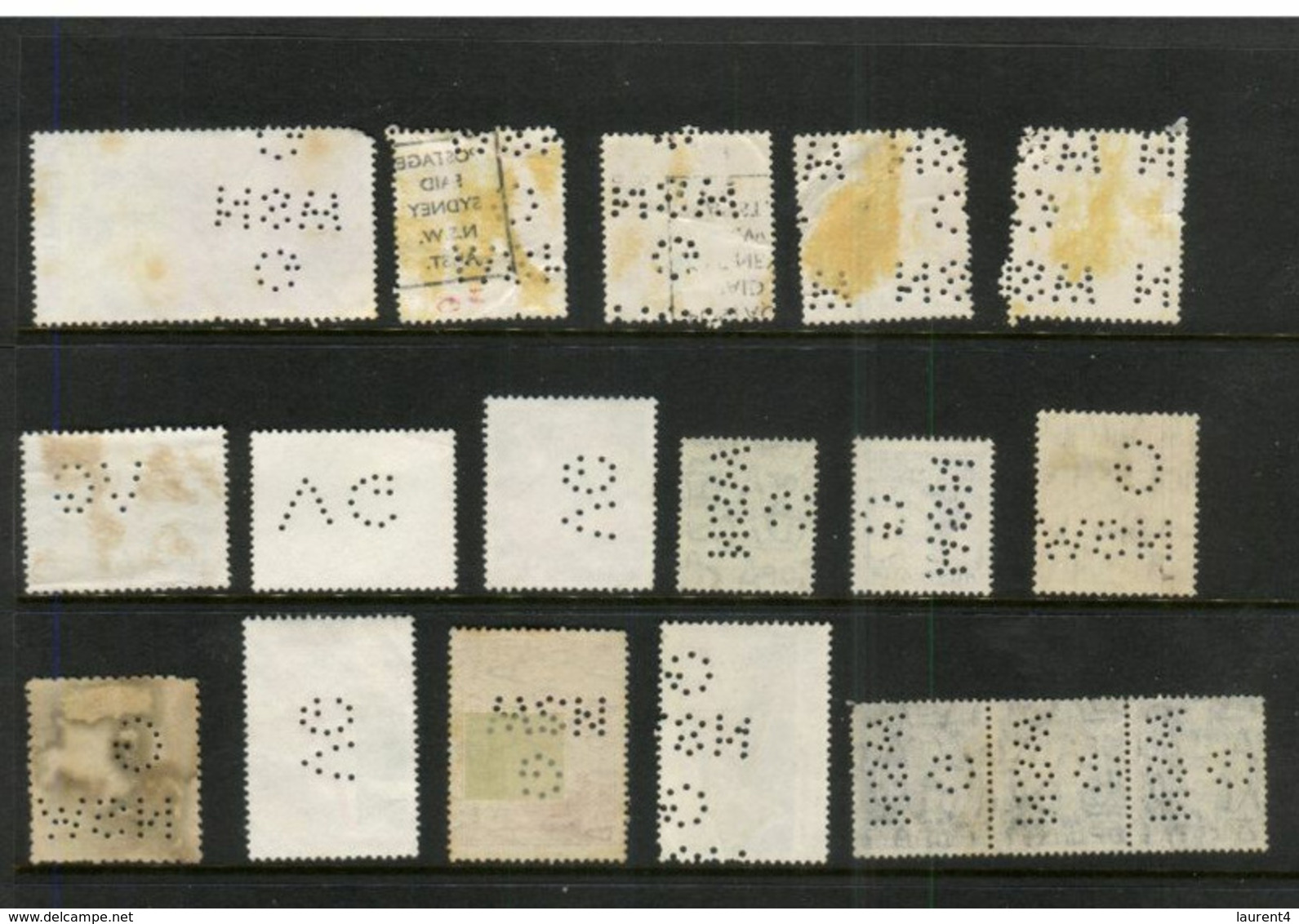 (stamp 7-9-2020) Australian Selection Of PERFINS / PERFORER /  Stamp  (as Seen On Scan) 18 Stamps - Perforés