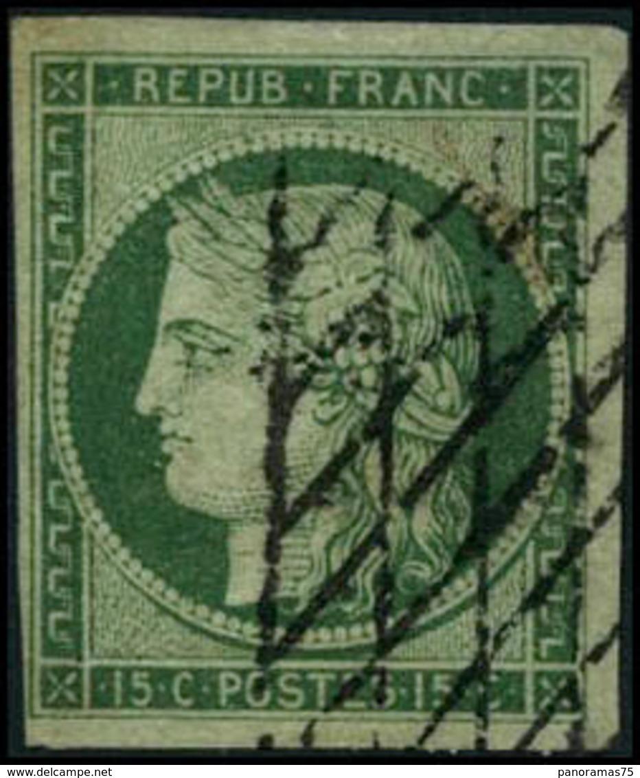 Oblit. N°2 15c Vert, Signé  JF Brun - TB - 1849-1850 Ceres