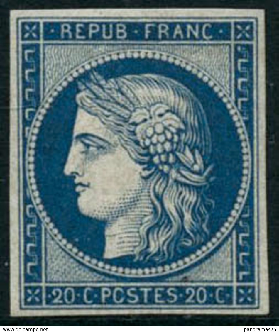 ** N°8F 20c Bleu, Réimp - TB - 1849-1850 Ceres