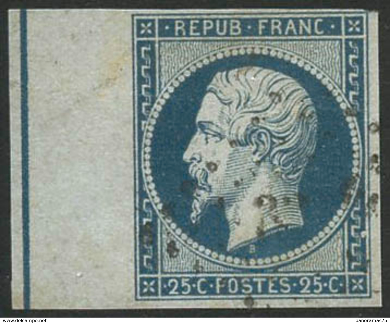 Oblit. N°10b 25c Bleu, BDF Avec Filet D'encadrement - TB - 1852 Louis-Napoléon