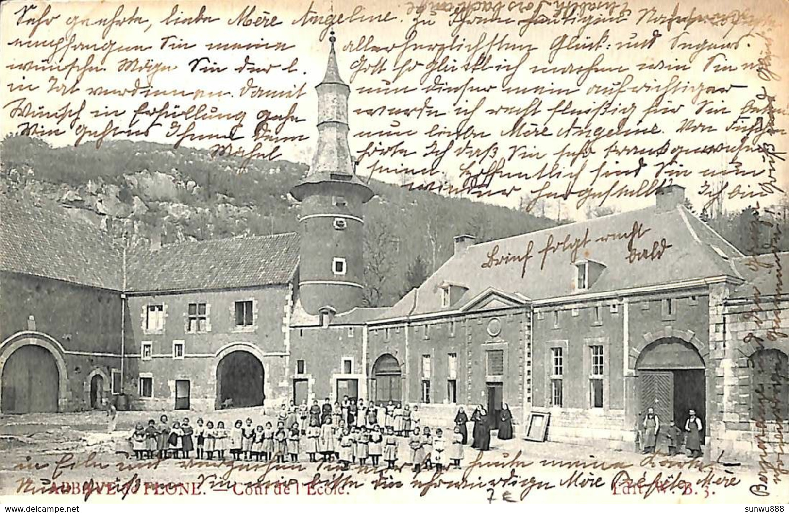 Abbaye De Flône - Cour De L'Ecole (animée, Edit W B 1906) (prix Fixe) - Amay