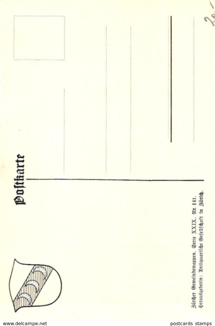 Zürich, Züricher Gemeindewappen, Ellikon, Ca. 20er Jahre - Ellikon An Der Thur