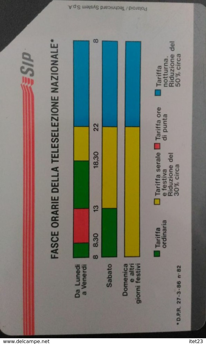 SCHEDA TELEFONICA ITALIANA  -FASCE ORARIE-TP-L5000- C&C 1116 - Collezioni