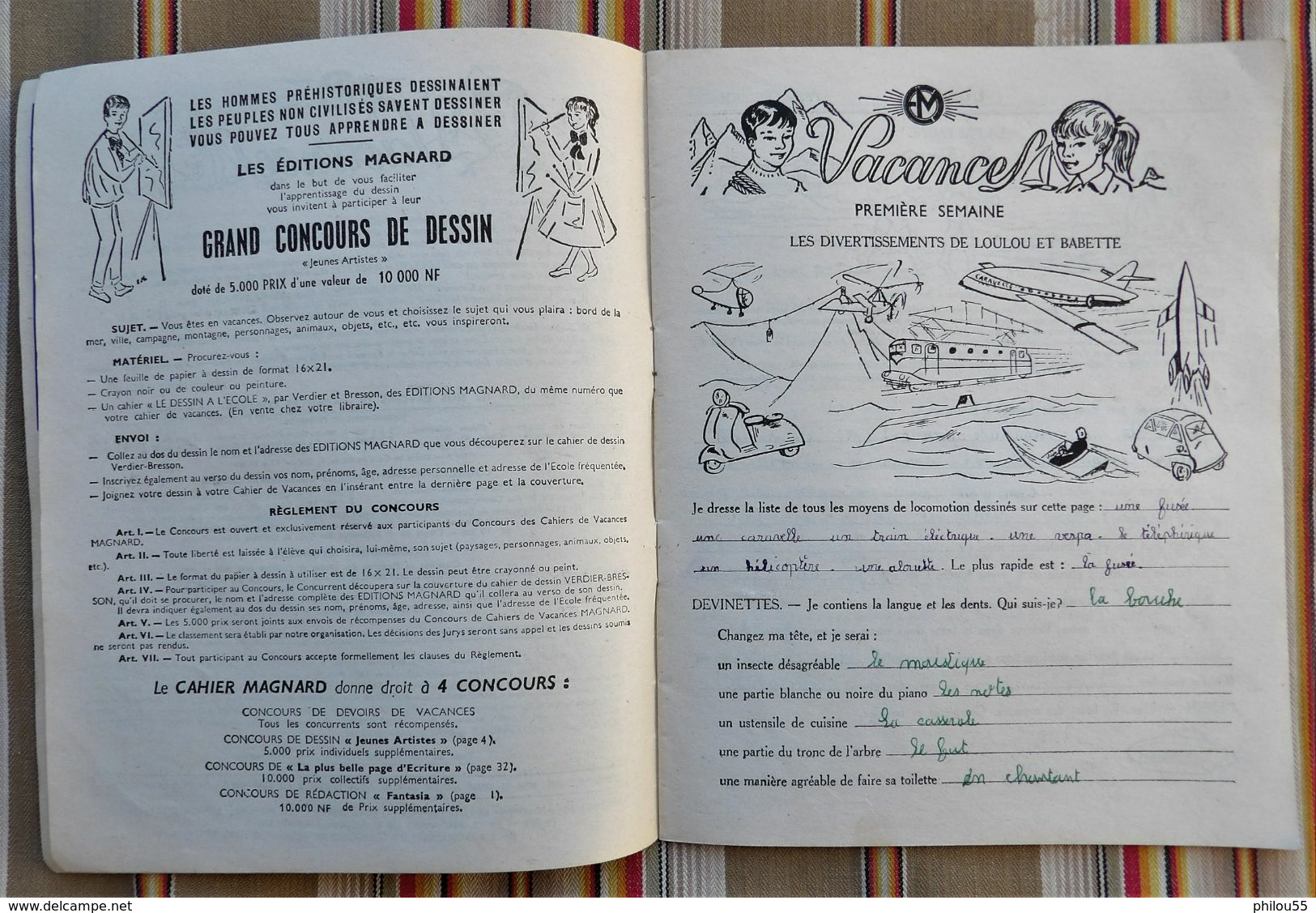 Cahier de Vacances avec concours CM1 loulou et babette MAGNARD illustrateur