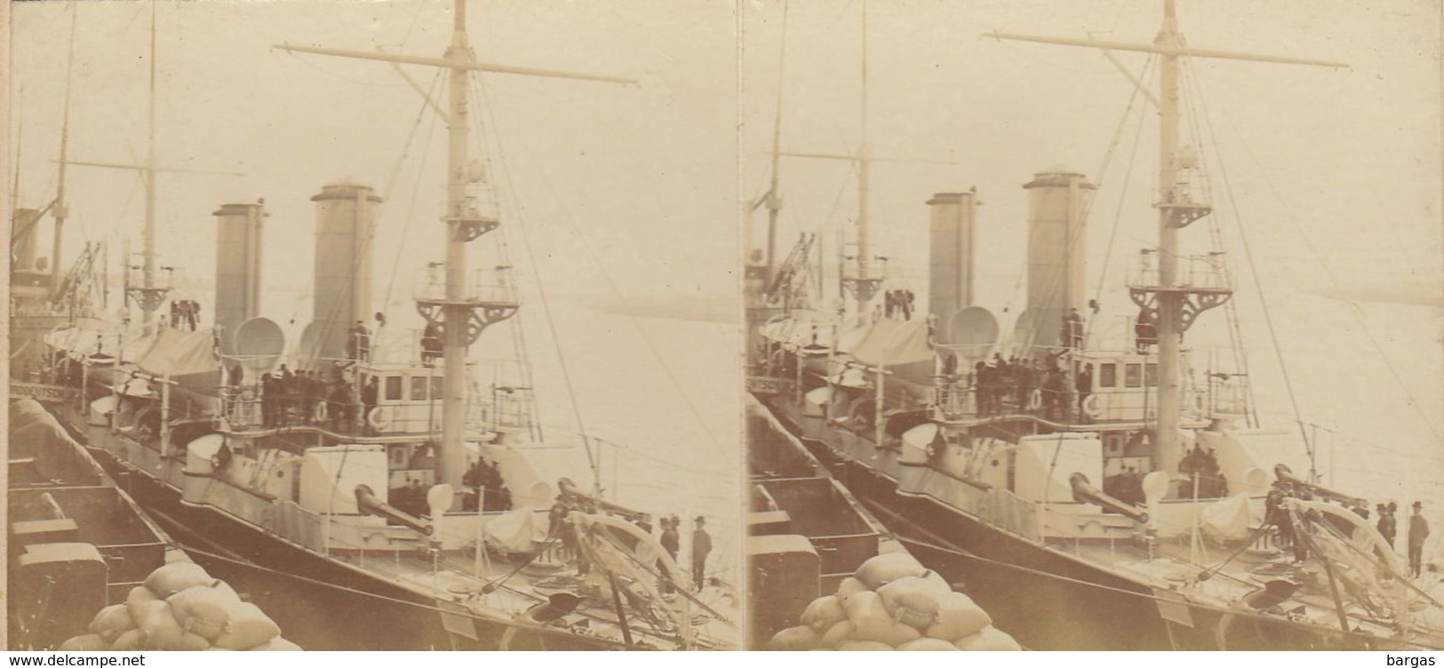 Photo Stéréo Port Bateau Militaire à Ostende ? - Stereoscopic