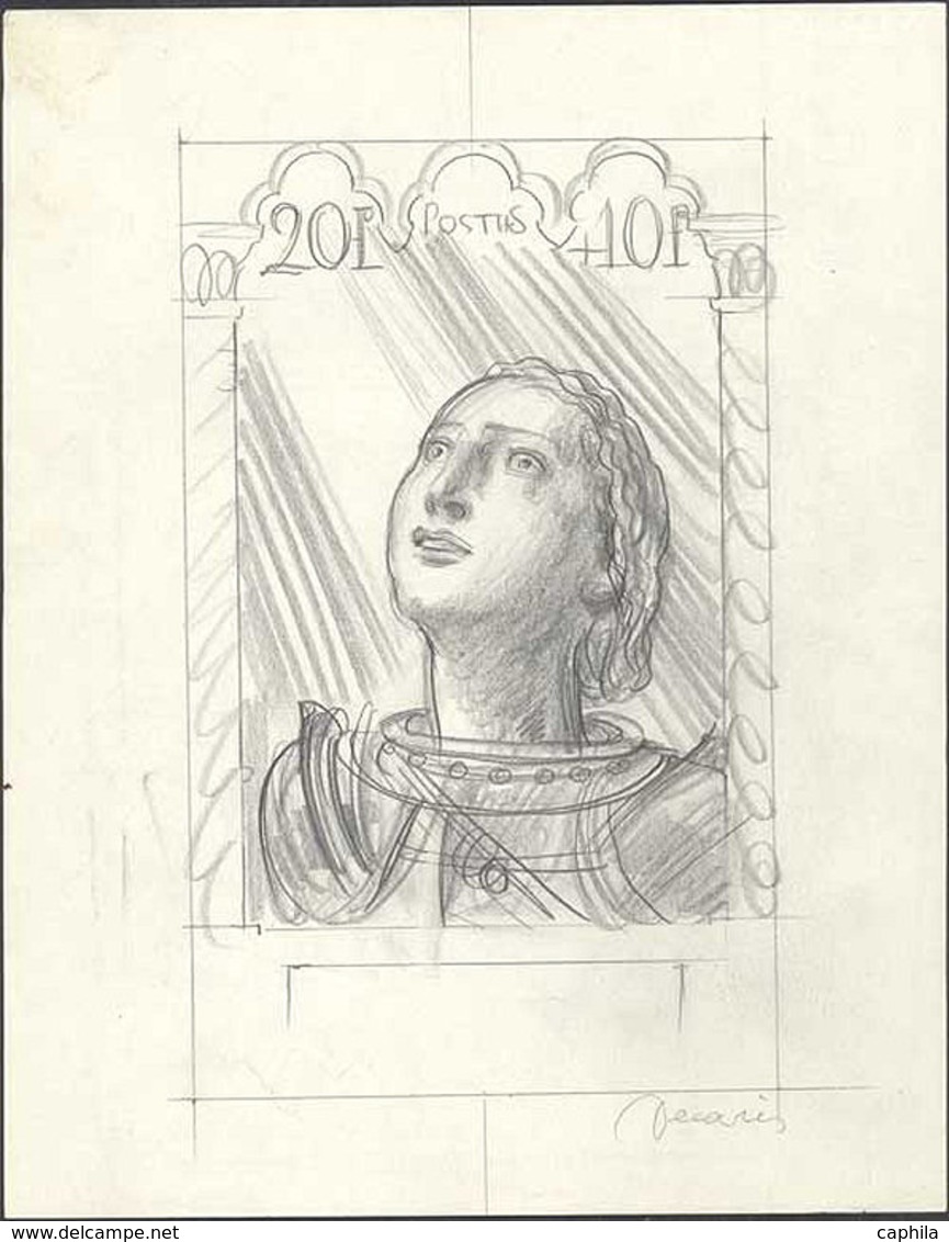 FRANCE Epreuves  768, Esquisse Au Crayon Inachevée, (265 X 210), Signée Decaris. 20f. Jeanne D'Arc. - Artistenproeven